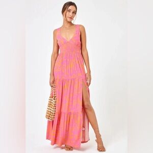 NWT L*Space Lilikoi Dress - Path to Paradise (pink and orange floral) swim cover